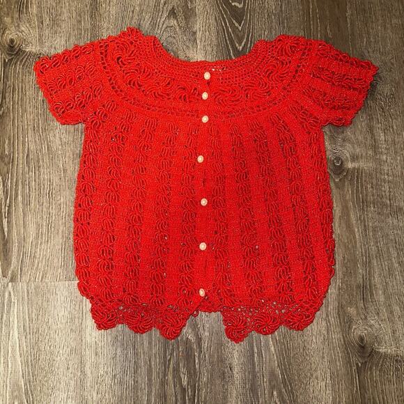 Handmade crochet burnt orange top - Picture 2 of 5